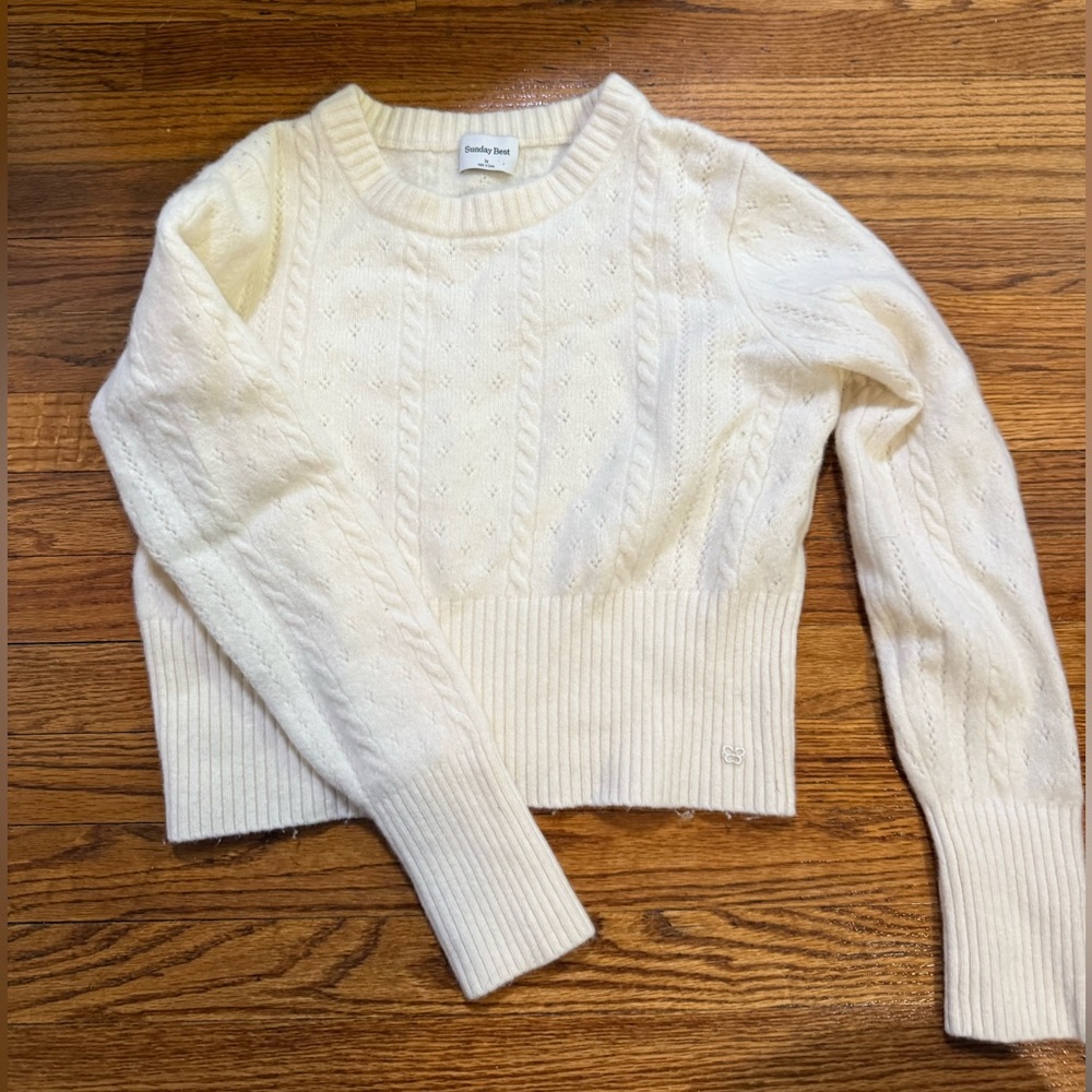 Cozy White cropped Sweater  - sunday best